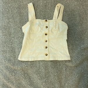 Anthropologie Pilcro and the Letterpress cream white denim button up tank top